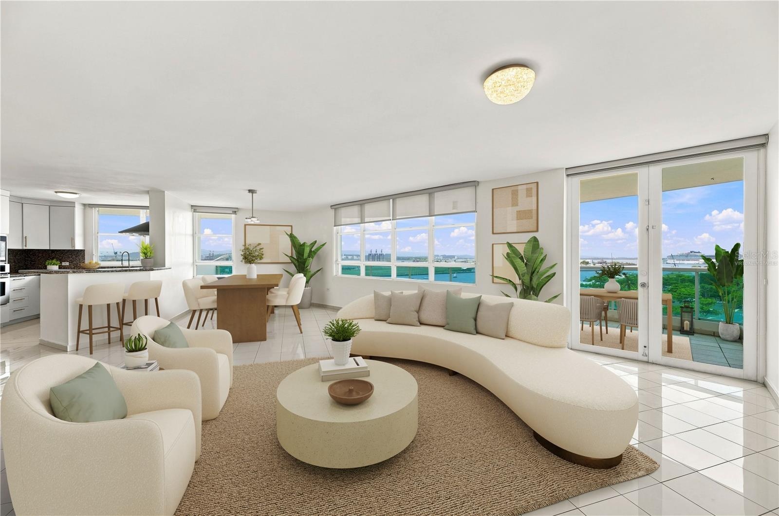 Living and Dining Area - This image has been virtually staged and does not reflect the current state of the property.