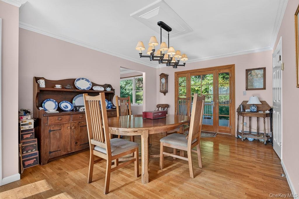 Dining room with sliders to deck