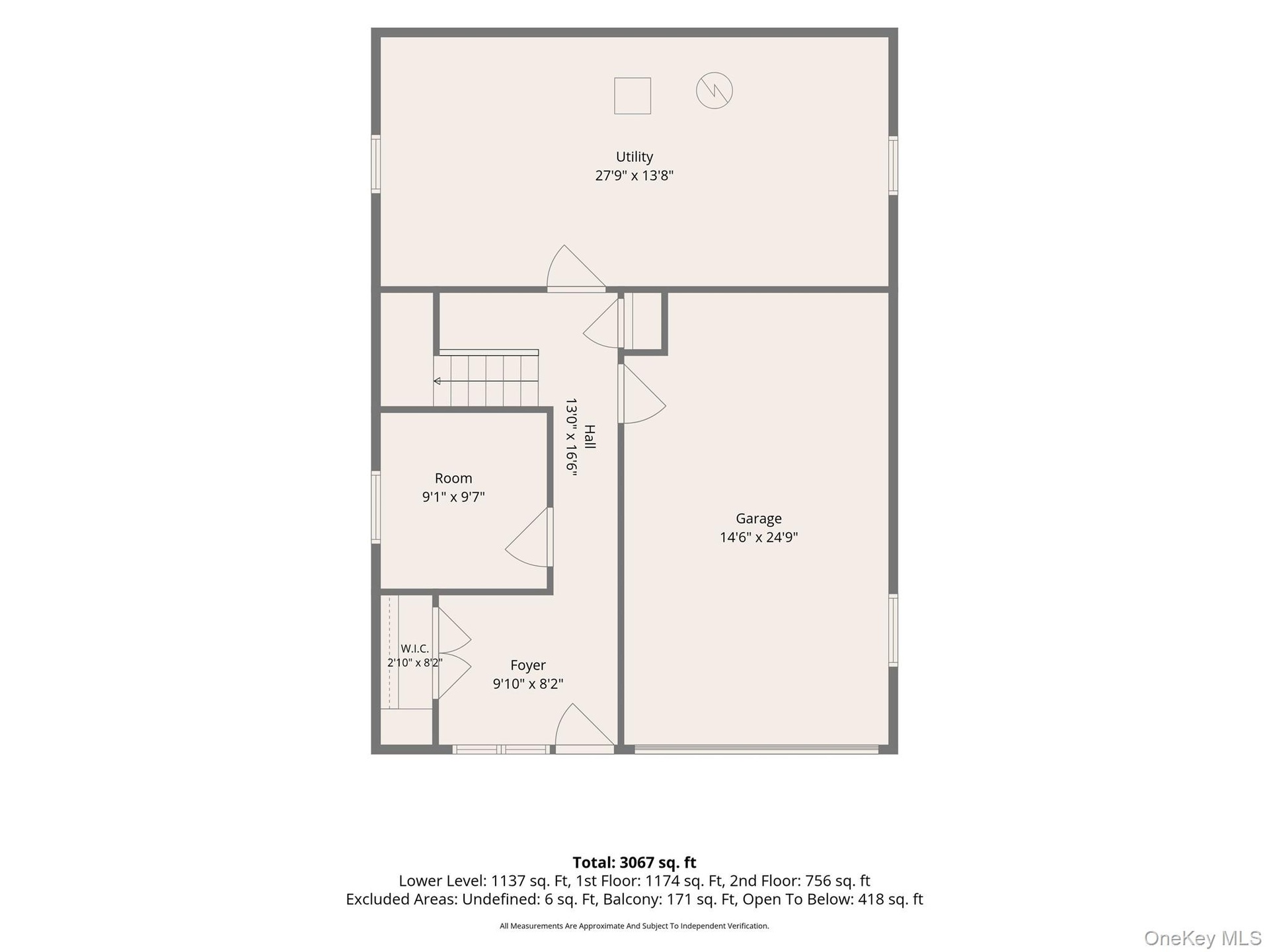 Large one-car garage w/storage, entryway, offfice, large mechanical room w/storage (or workshop area).