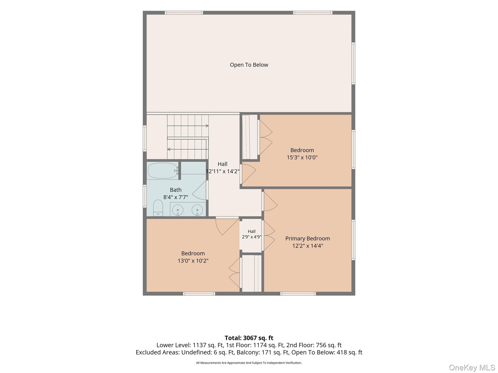 3 bedrooms, full bath, attic access, loft area overlooking the great room below.