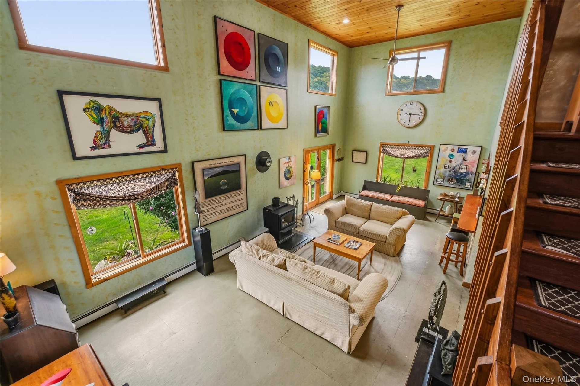 View from 2nd level loft to great room below.