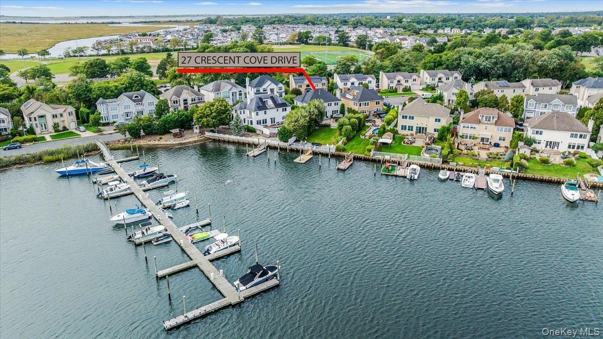 Aerial of water view to back of house