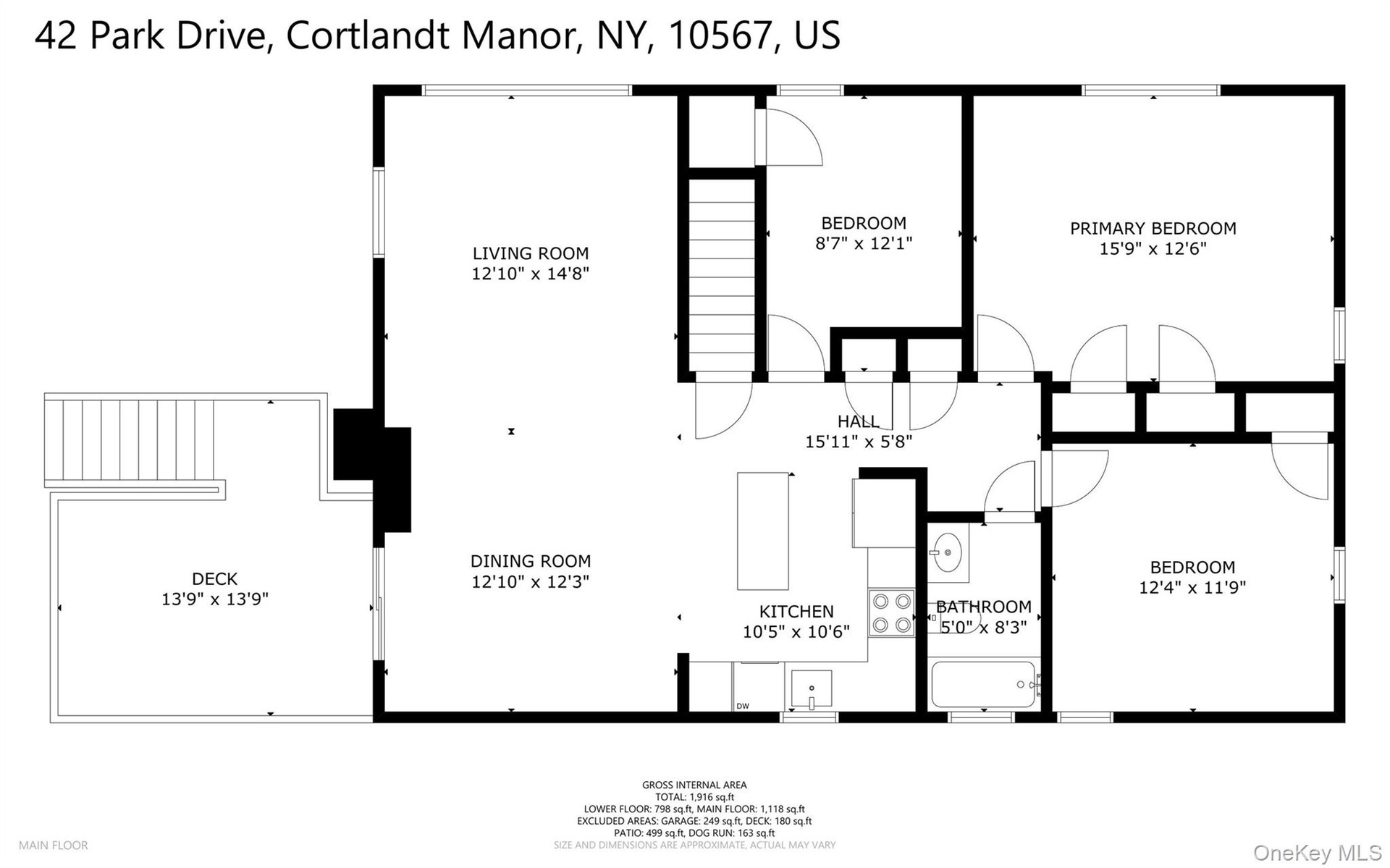 Upper-Level floor plan with Deck