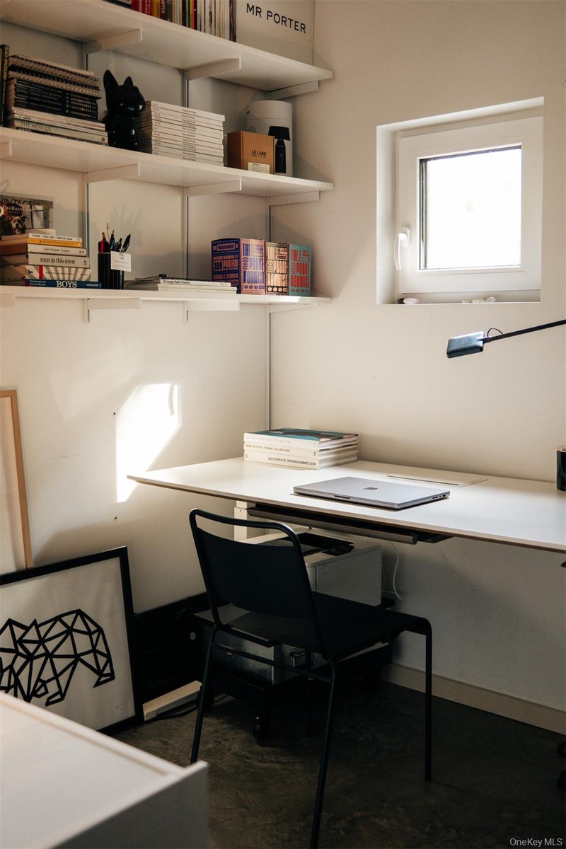 Office space with concrete flooring