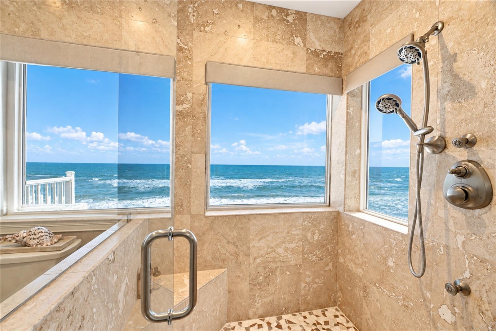 Glass-Enclosed Shower with Ocean Views