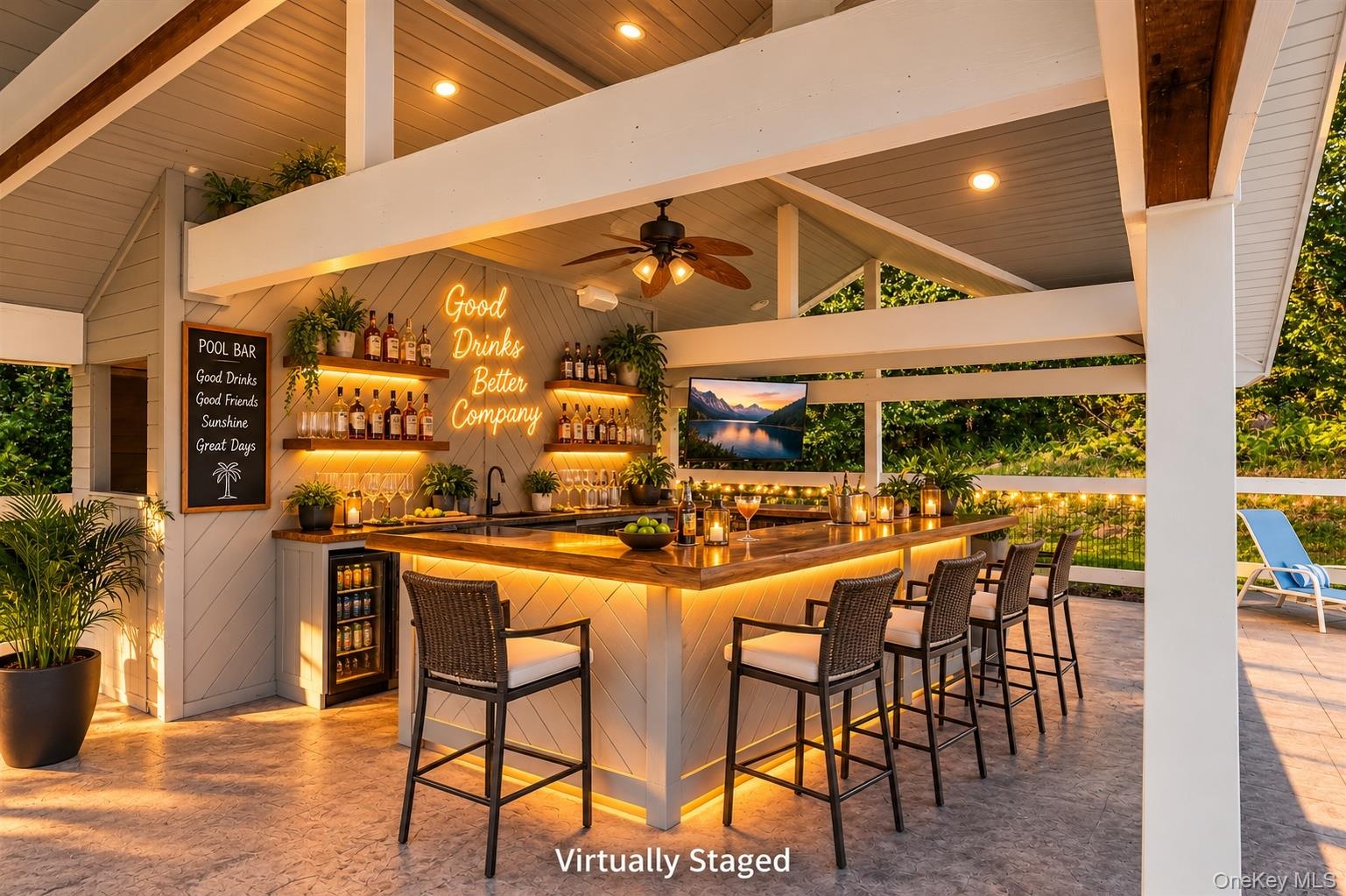 Virtual pool bar area