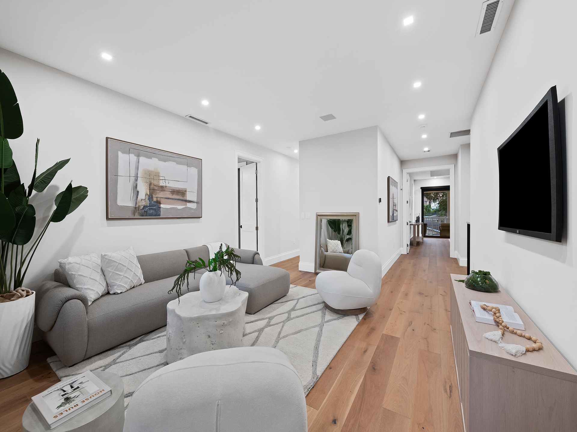 Living area with neutral decor