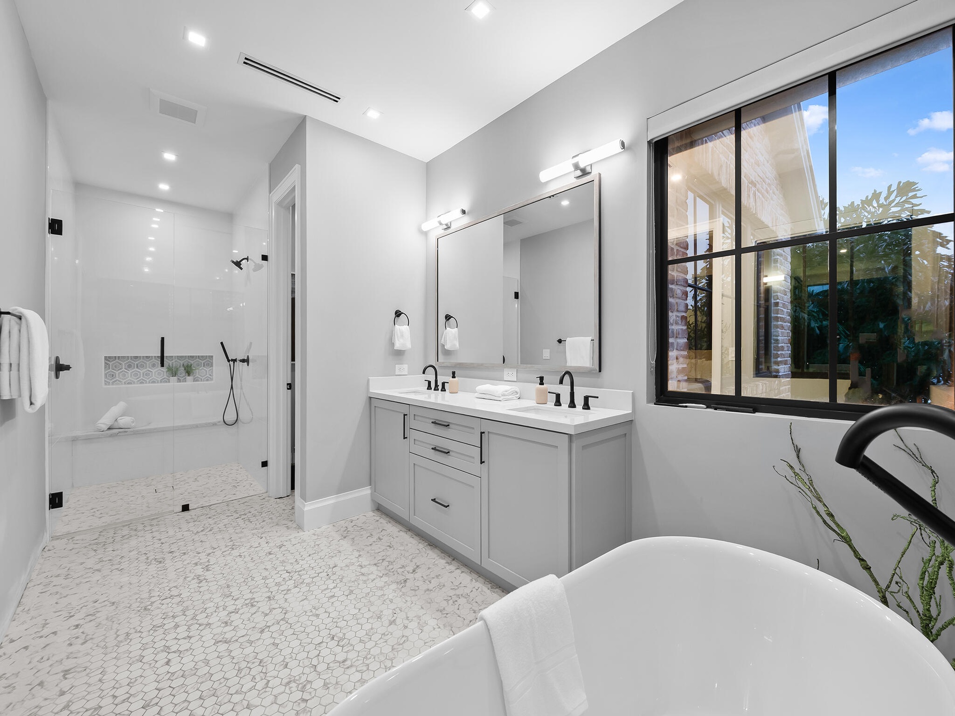 Primary bathroom with glass shower