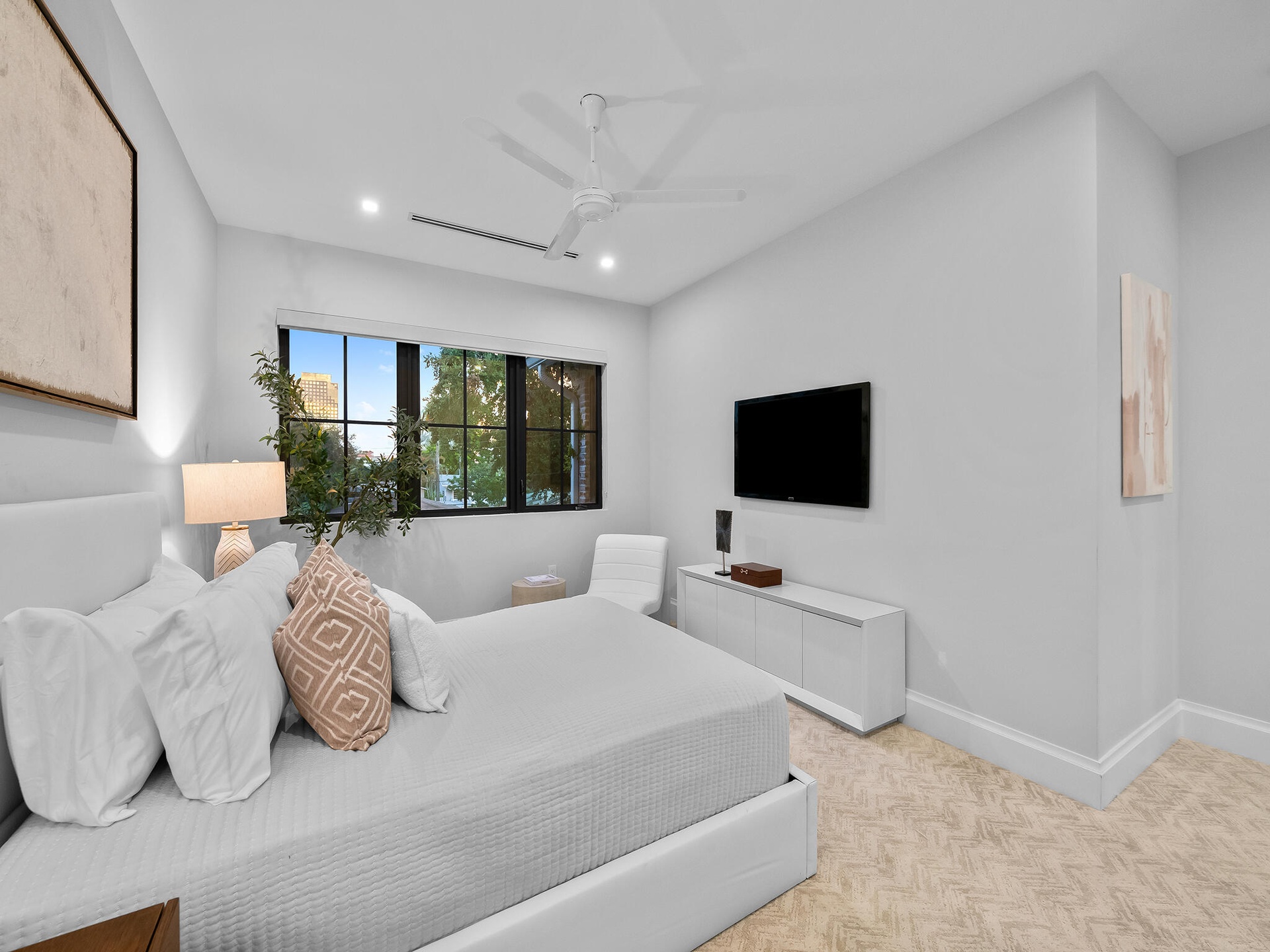 Bright guest bedroom, alternate angle