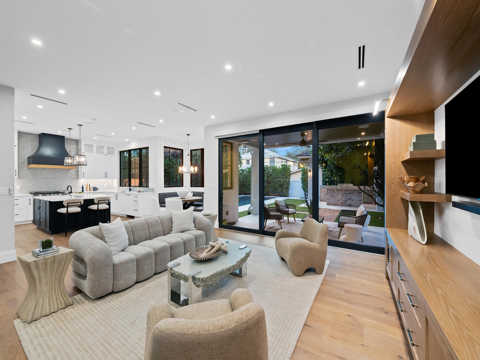 Living room opening to the patio