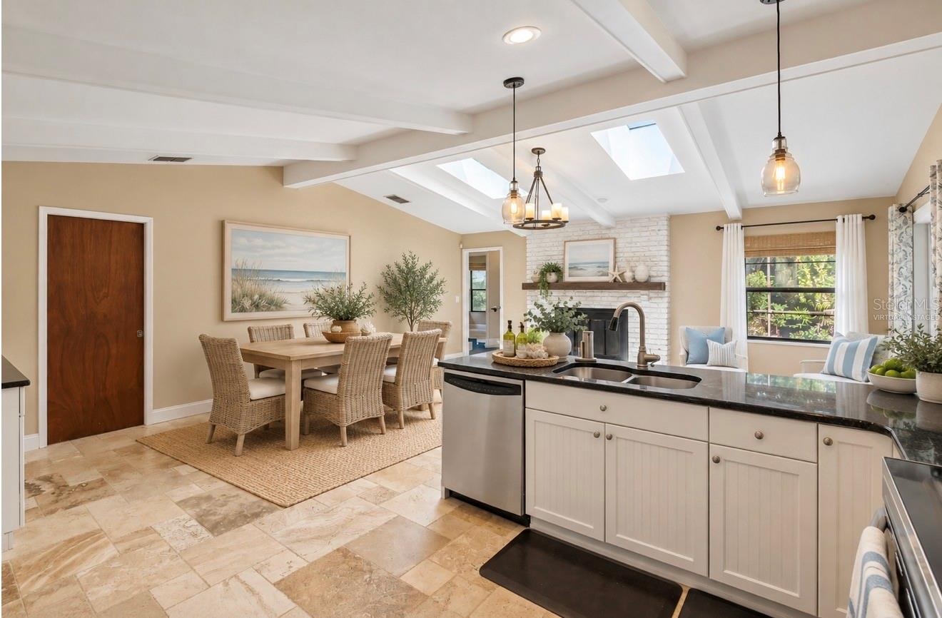 Virtually staged kitchen area