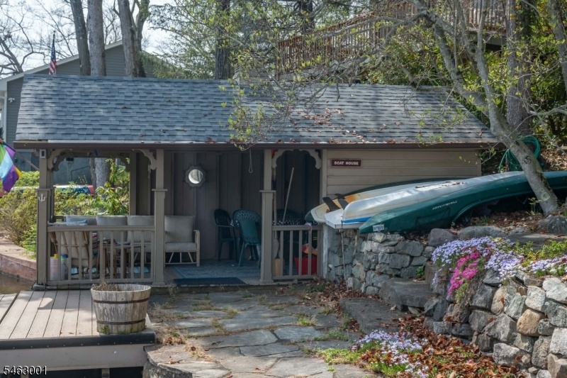 covered dock in the spring