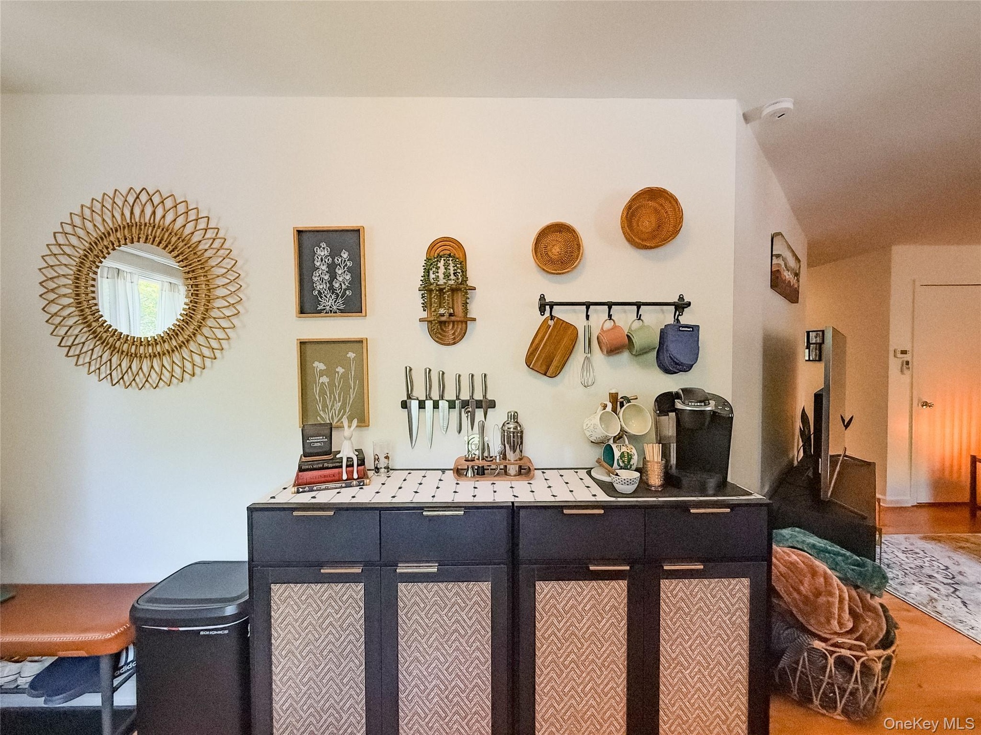 Upper Apartment  Galley Kitchen with Hardwood-style flooring