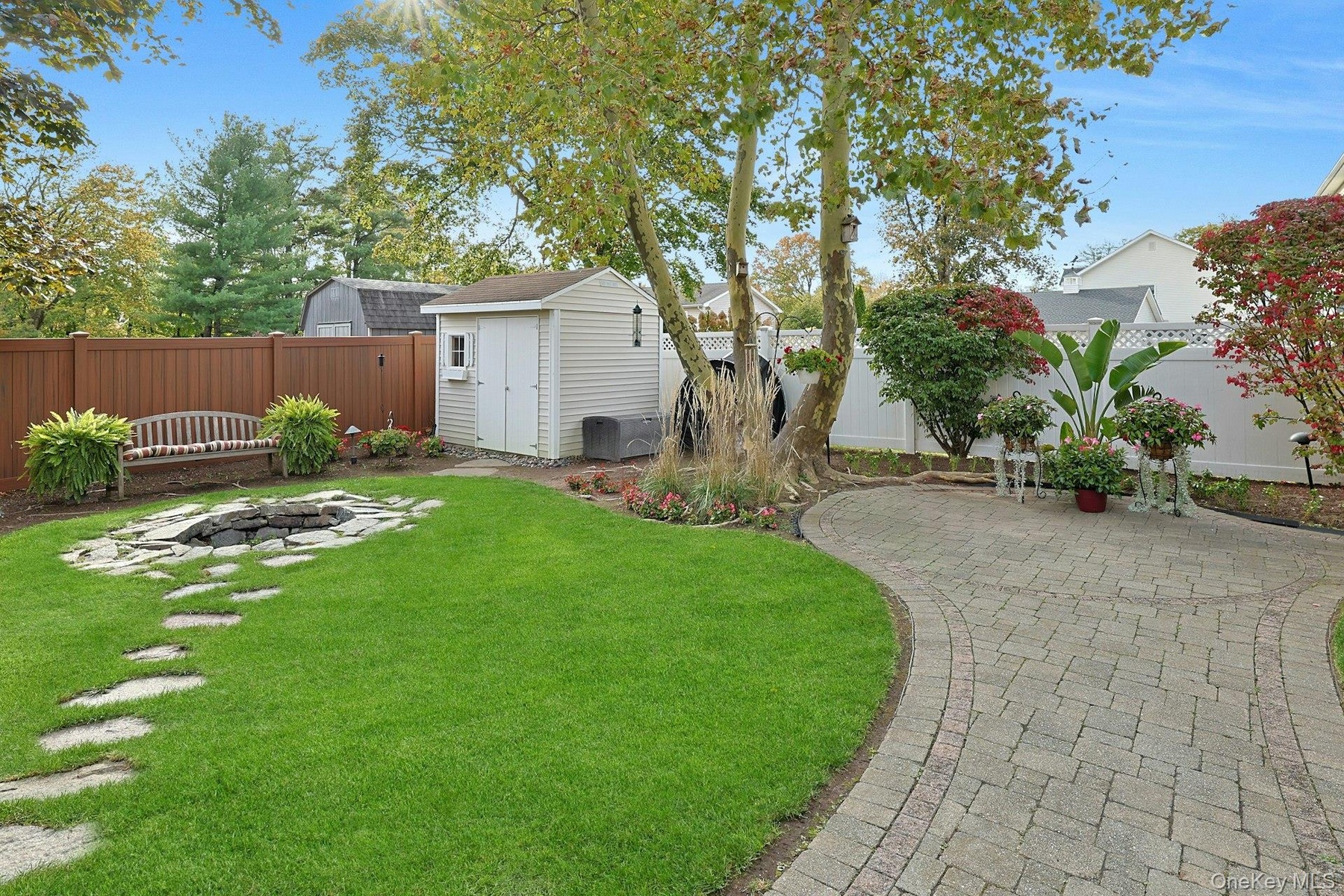 Beautiful Techo-Bloc Paver Patio. Shed For Added Storage - Sprinkler Irrigation