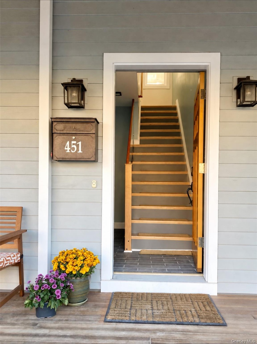 451 State. Entrance to the two bedroom, two full bath apartment on the second and third floors of the townhouse. Rental covers all building expenses a