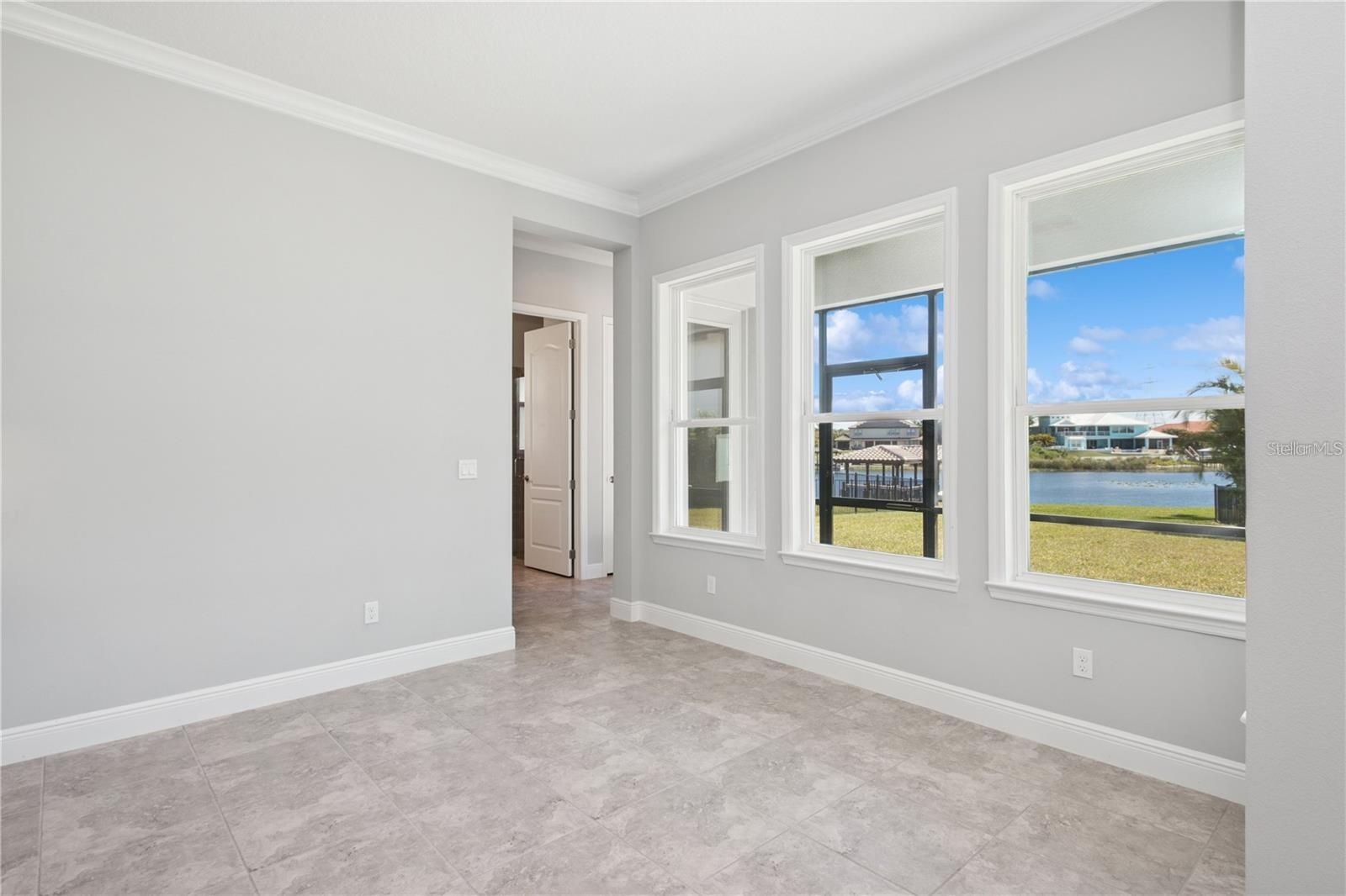 View from dinette area features lake view