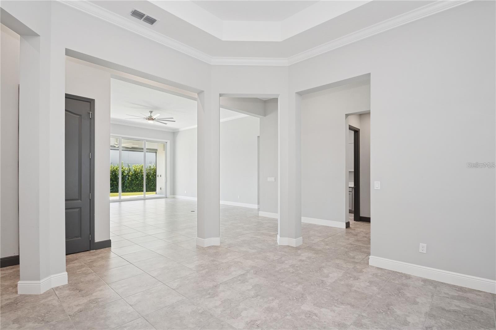 View from dining room to great room area