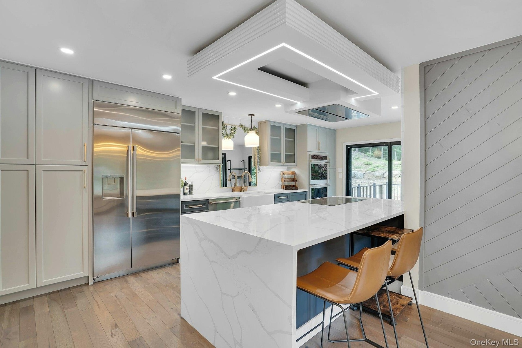 Open kitchen with center island.
