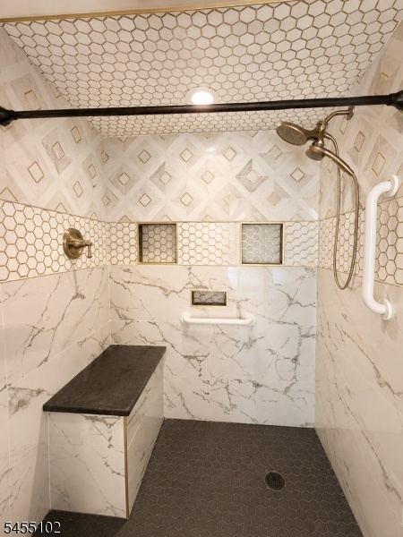 Tiled walk-in shower