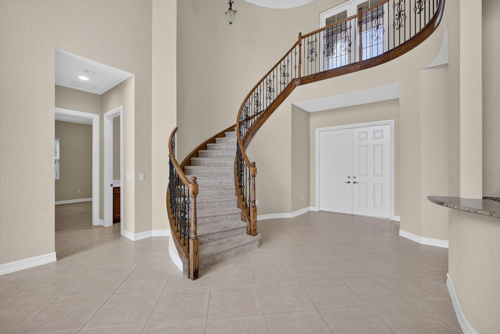 Wrought iron winding staircase