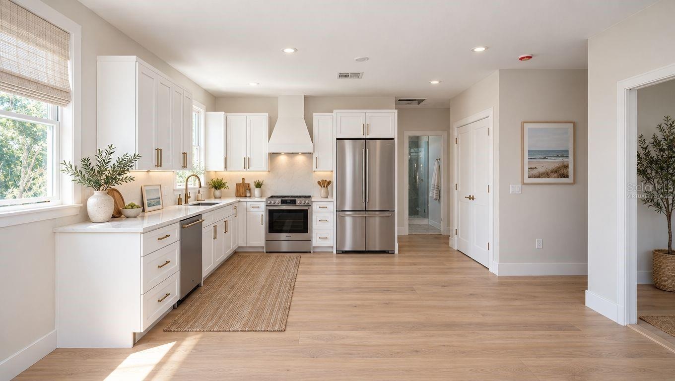 ADU kitchen - 2nd floor. Virtually staged