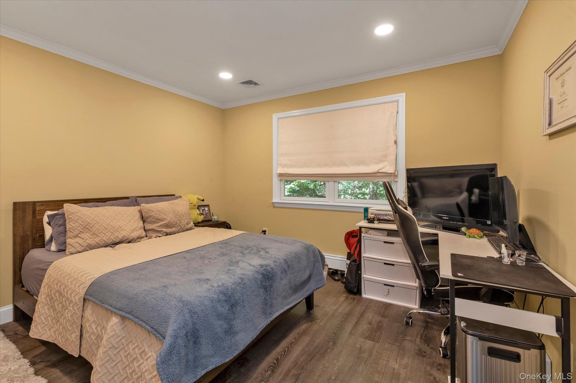 Bedroom #3 wood-finish flooring & recessed lighting