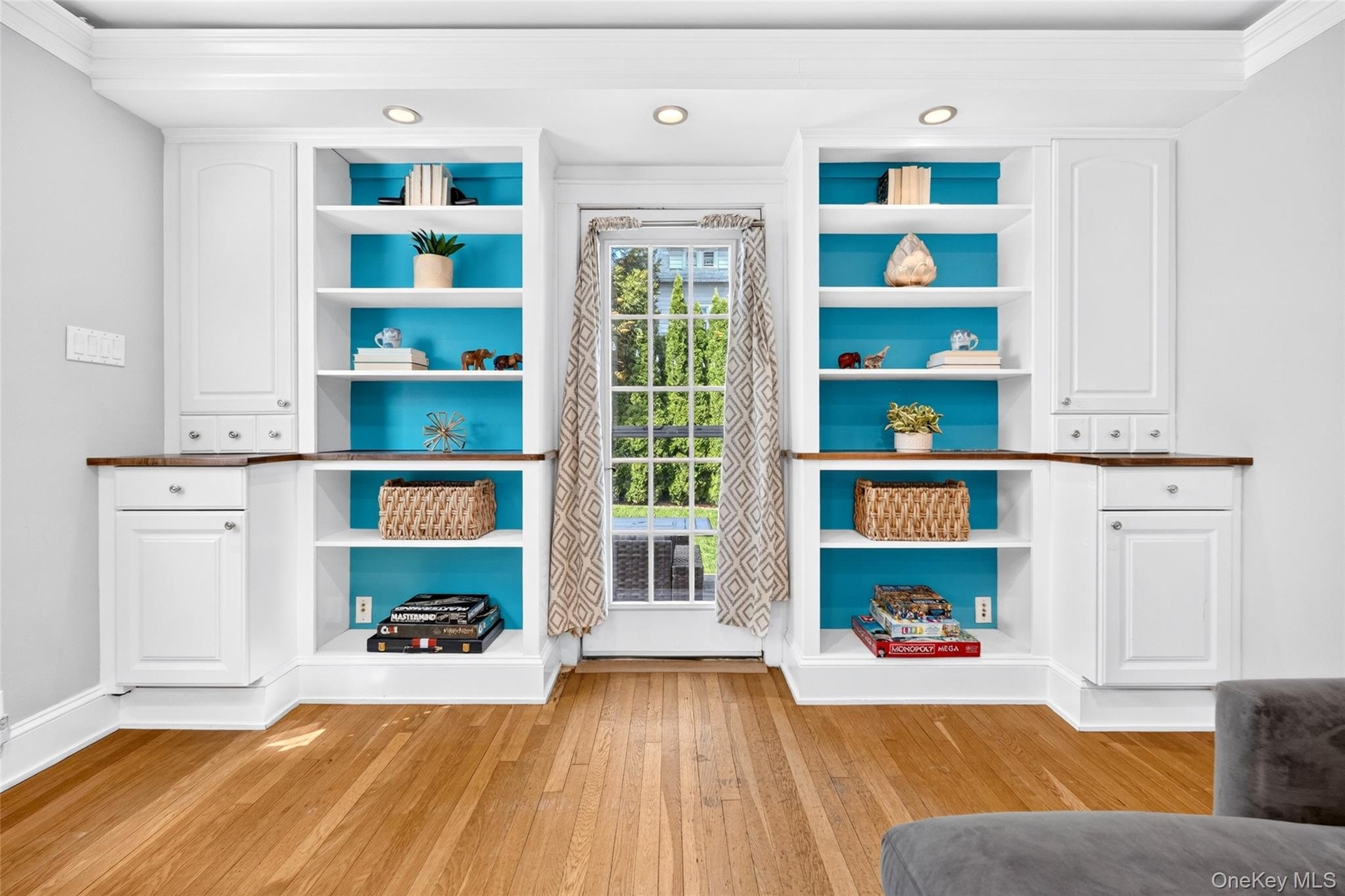 Built-ins and door to patio
