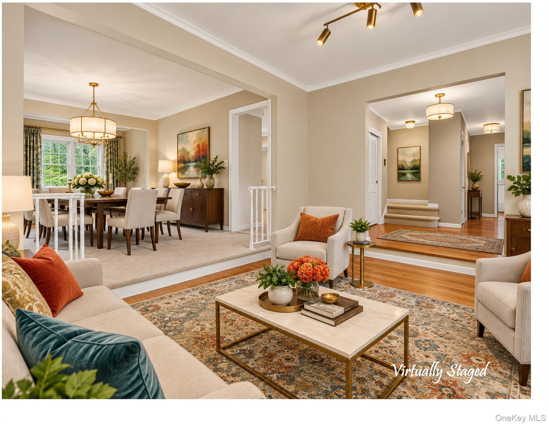 Looking back towards the entry hall and into the dining room...