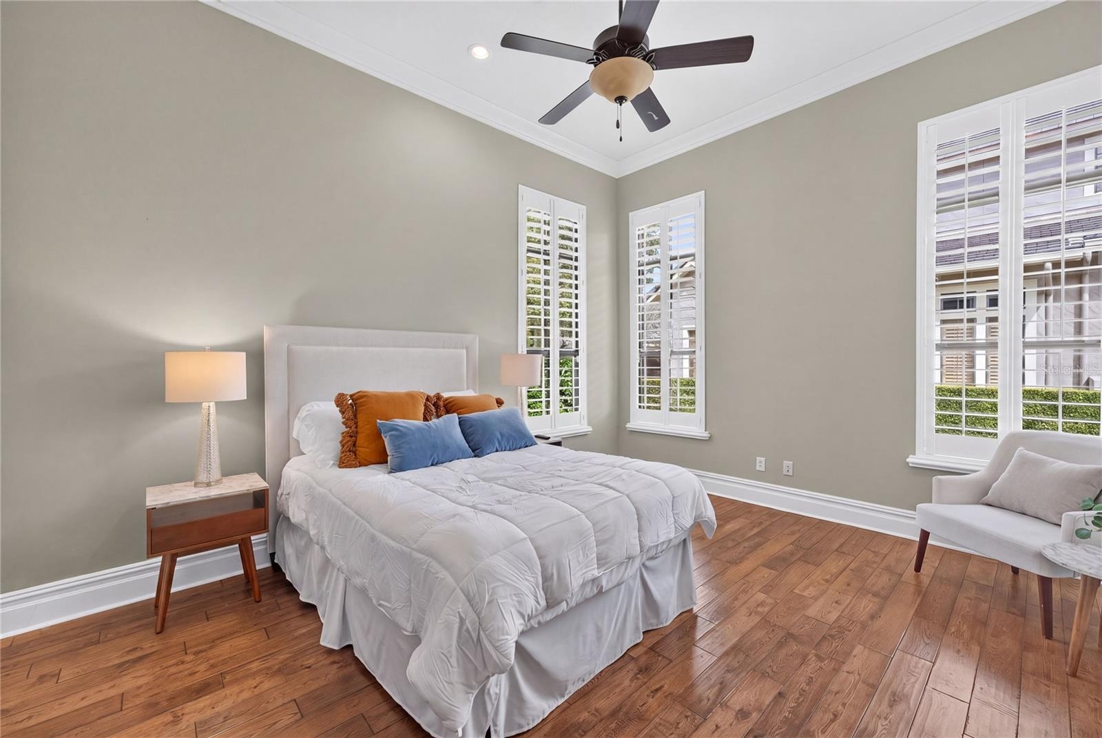 A FIRST floor Private Ensuite for visiting guests. Located in the opposite wing from Primary Suite. A full bath with large walk-in custom closet highl