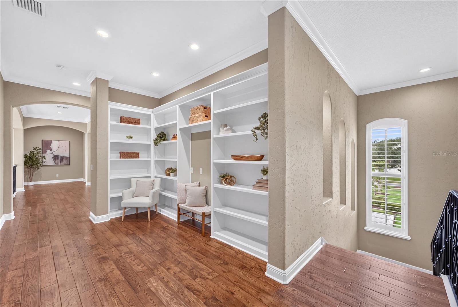 Second floor landing with study nook.