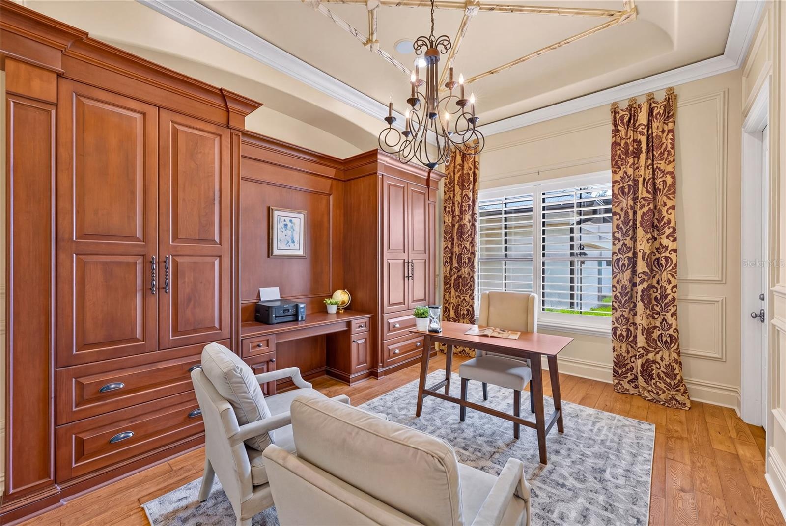 Dedicated office with built-ins.