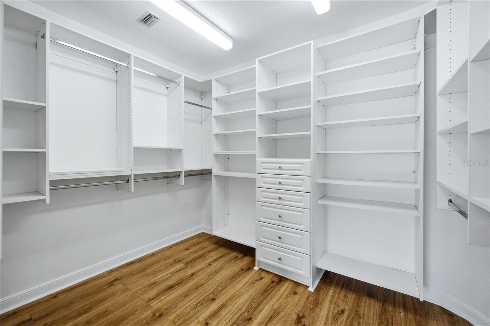 custom closet shelving in master