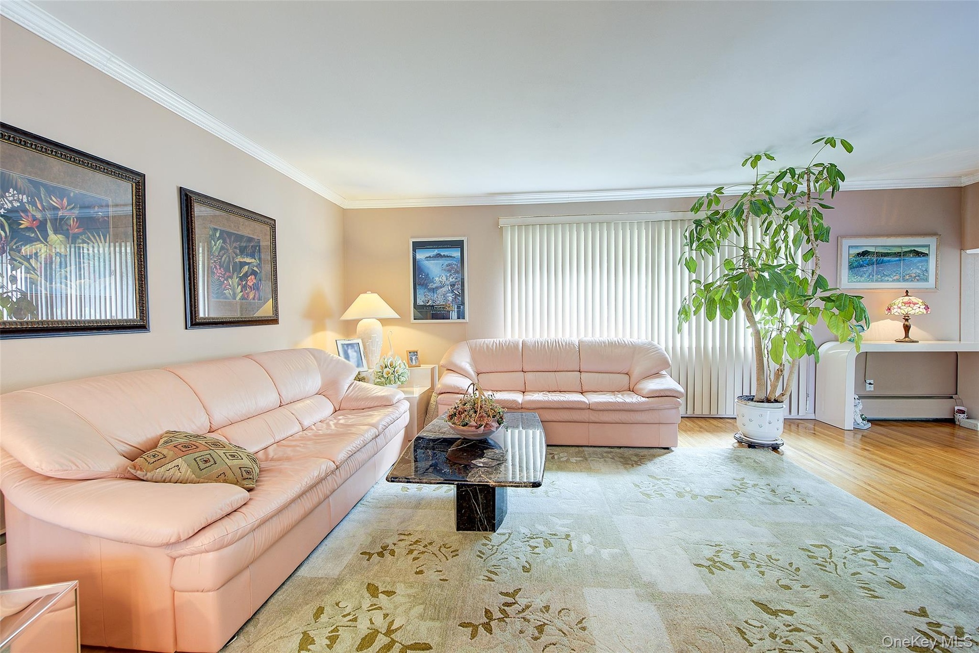 With the dining room table behind, take in the extra large couches - plenty of room for all of your furniture