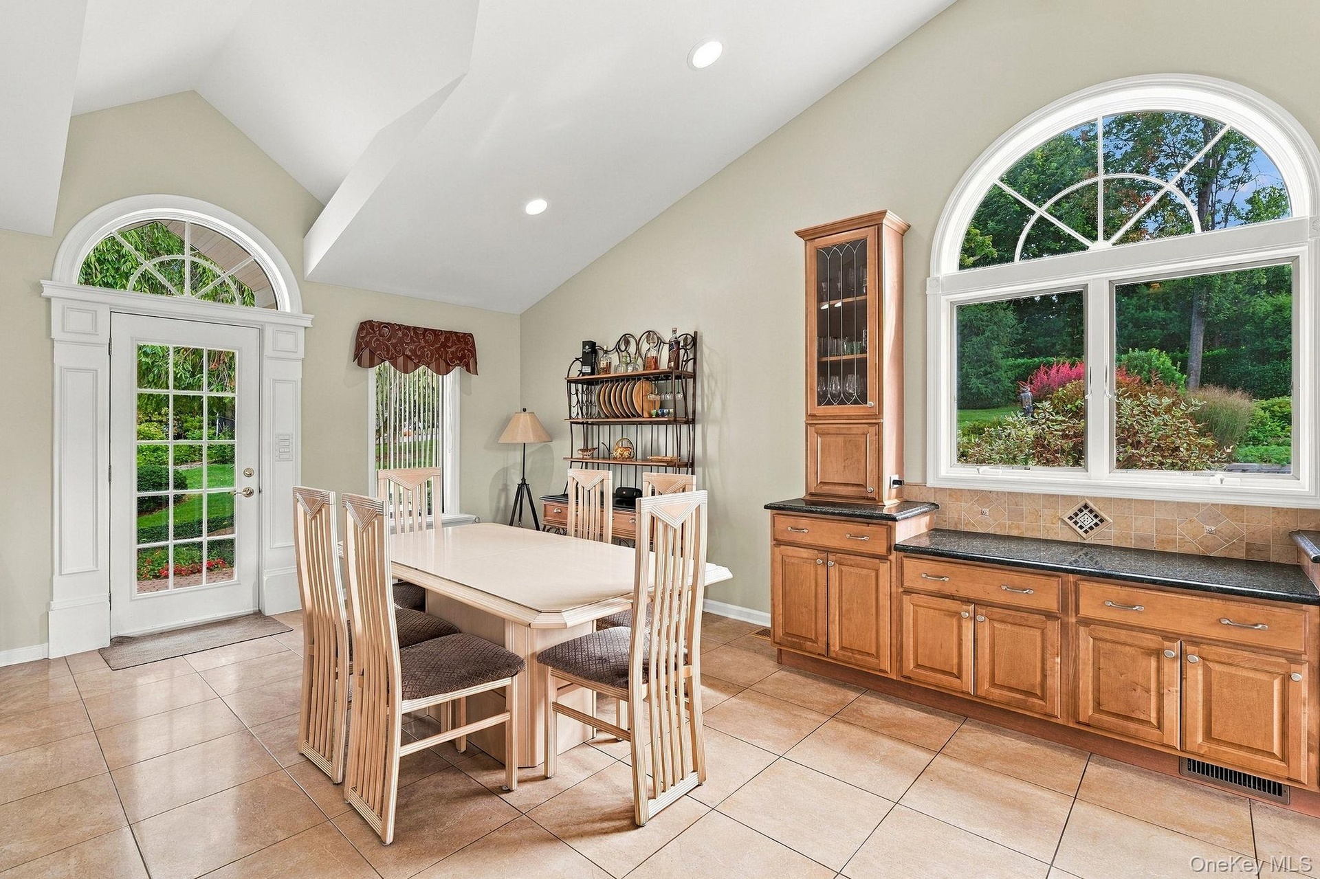 A spectacular kitchen beneath a soaring vaulted ceiling.