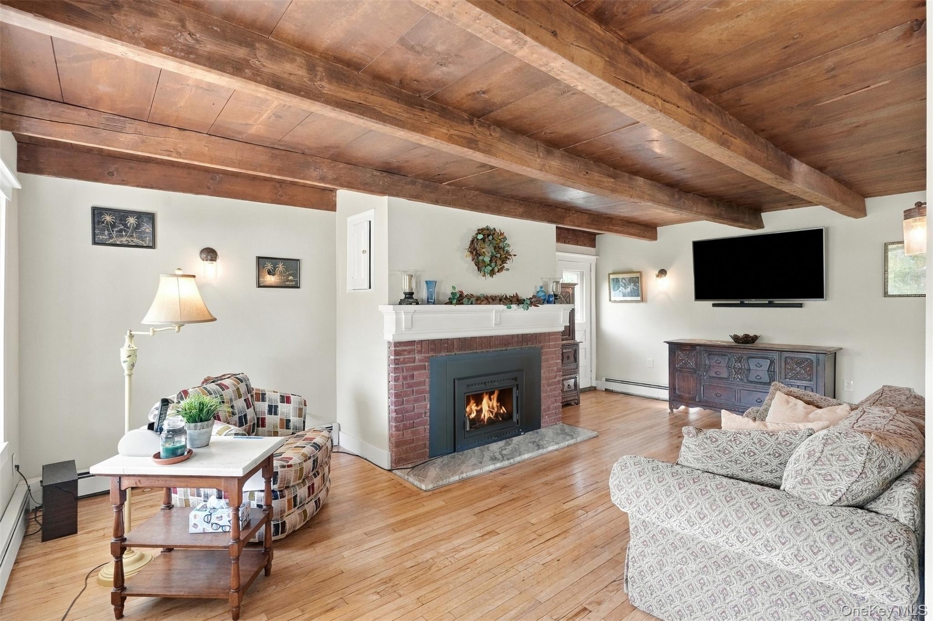 Wood burning fireplace