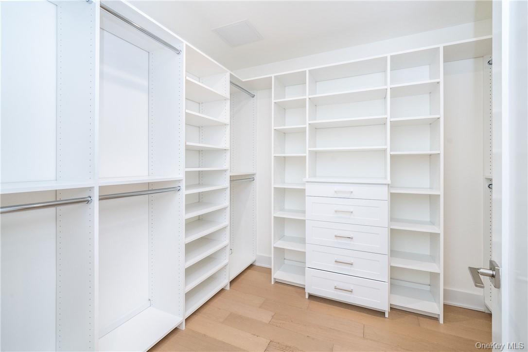 Spacious closet featuring light wood-type flooring