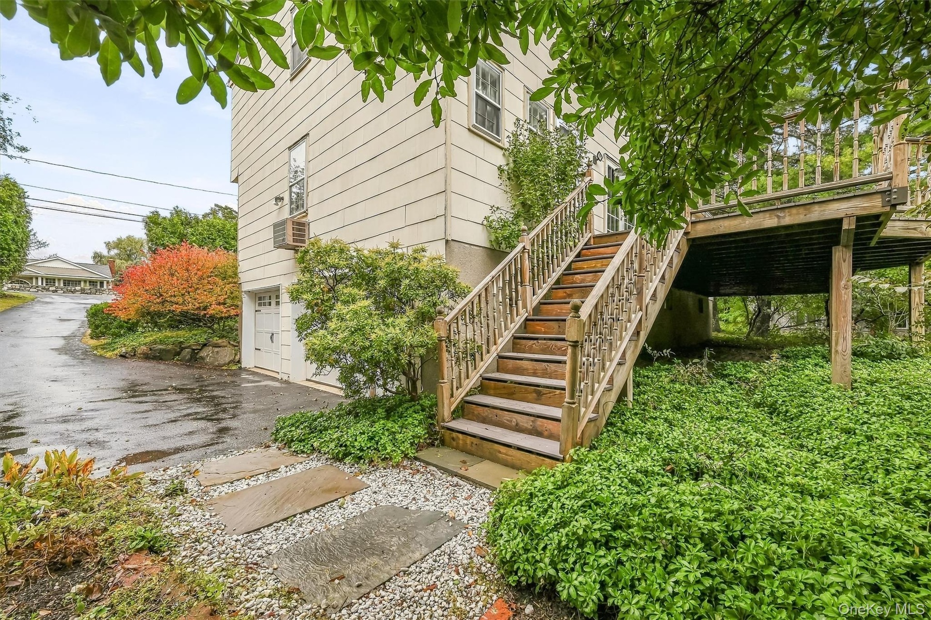 From the driveway to the deck.
