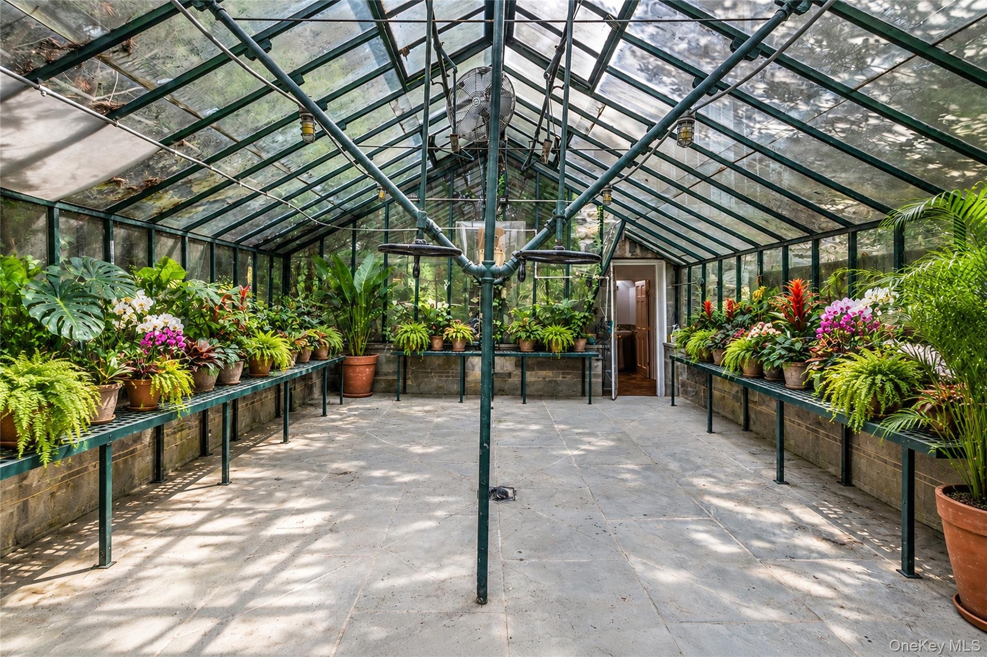 Greenhouse with fireplace