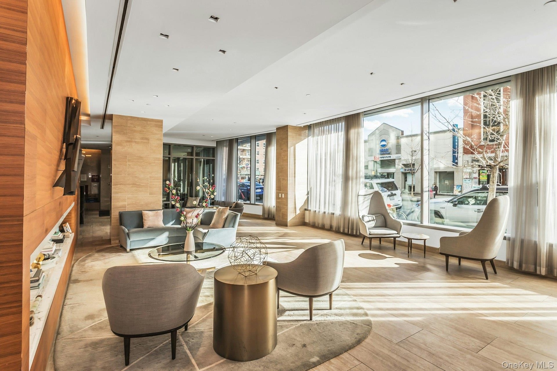 Lobby featuring a wall of windows