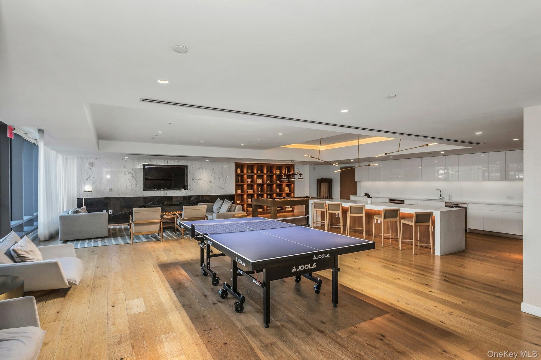 Rec room featuring recessed lighting