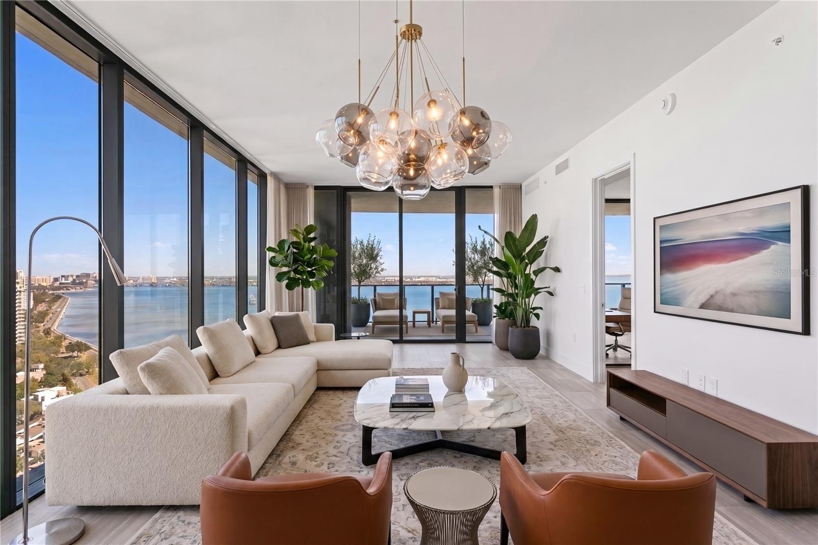 Living Room with stunning Bay views