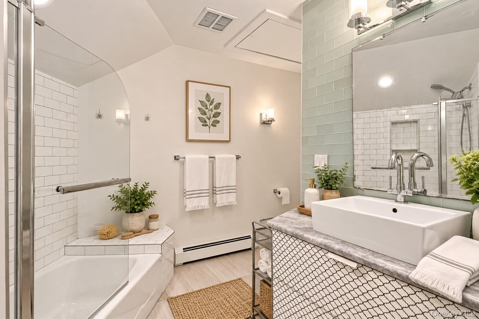 Apartment bathroom. Digitally Staged