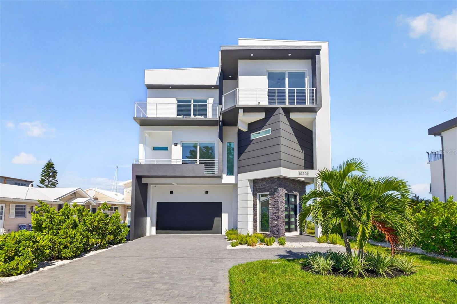 Solid block waterfront construction.