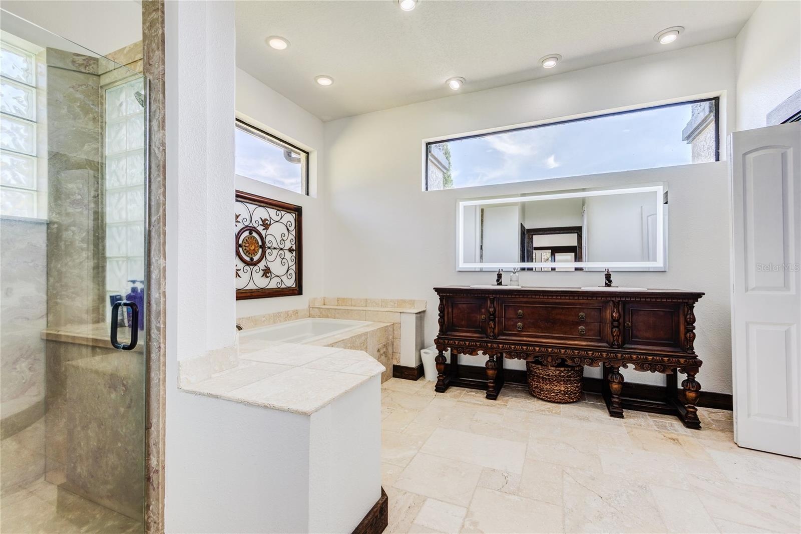 Walk-in shower and seperate garden tub!