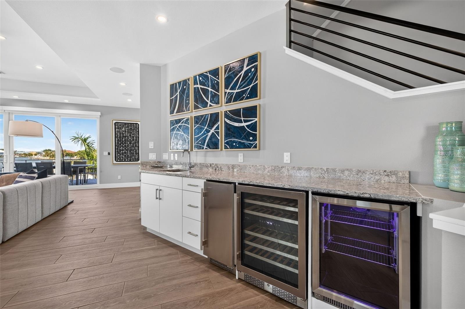 Living space wet bar.
