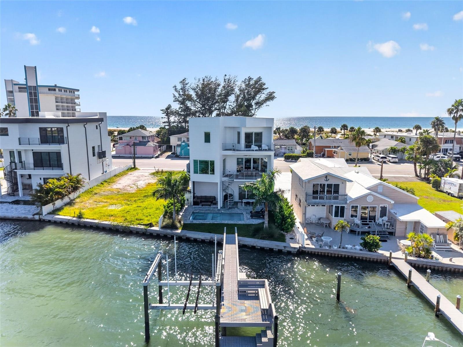Newer seawall, cap, dock and lift.