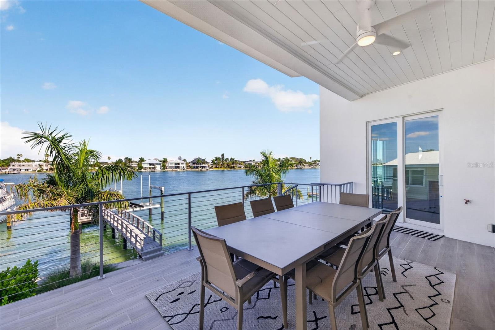 Oversized waterfront balcony.