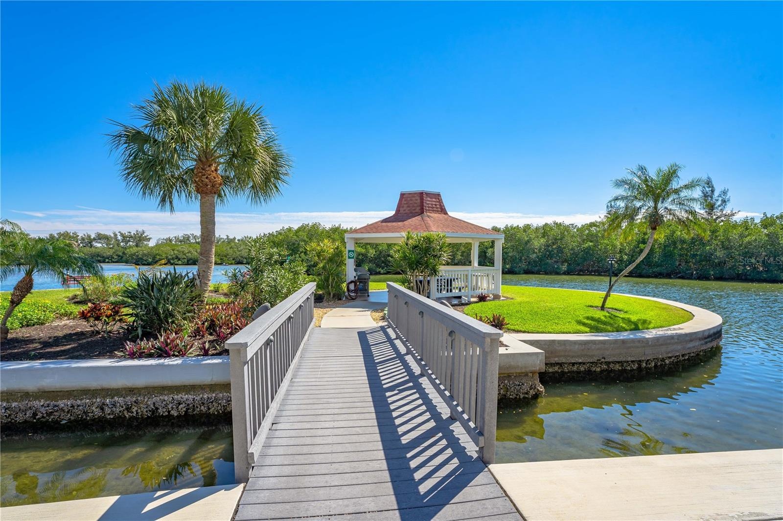 Scenic walkway leading to the private island gazebo