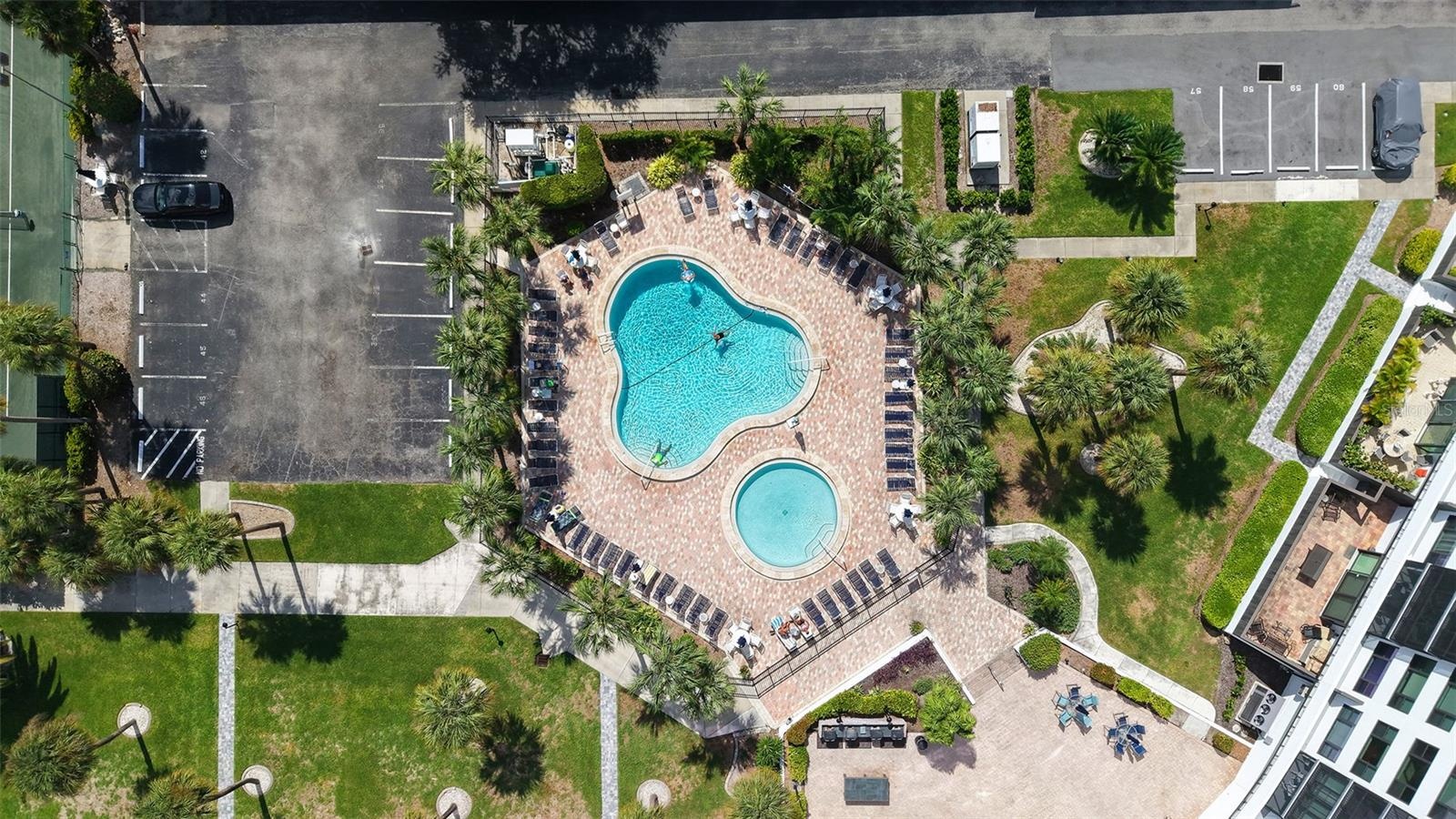 Aerial of pool and community area