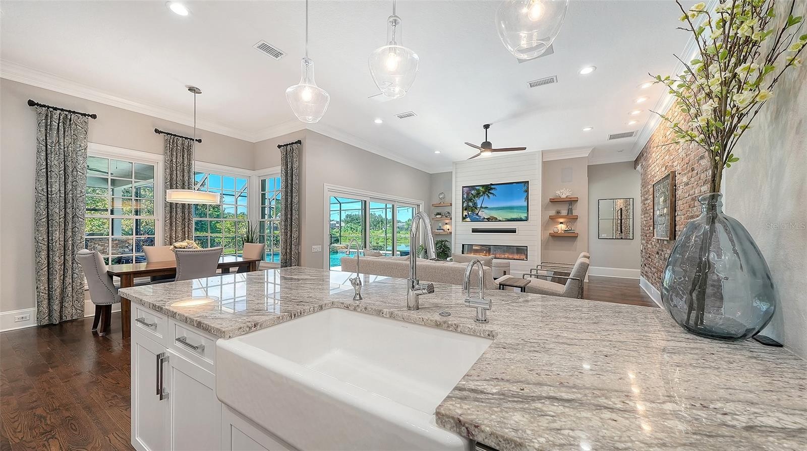 Kitchen sink to family room